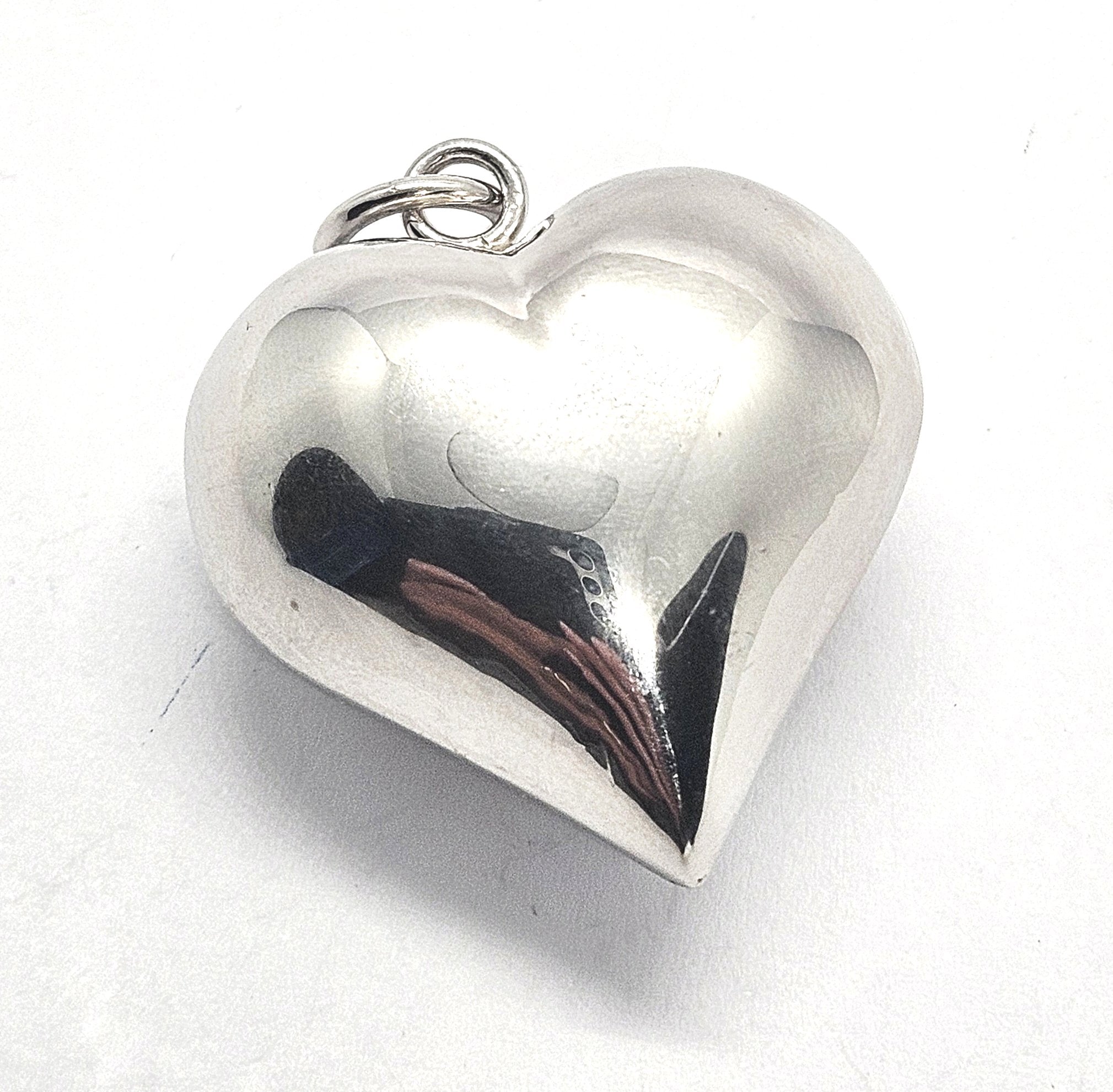 Sterling Silver Large Jingle Bell Love Heart Pendant Charm