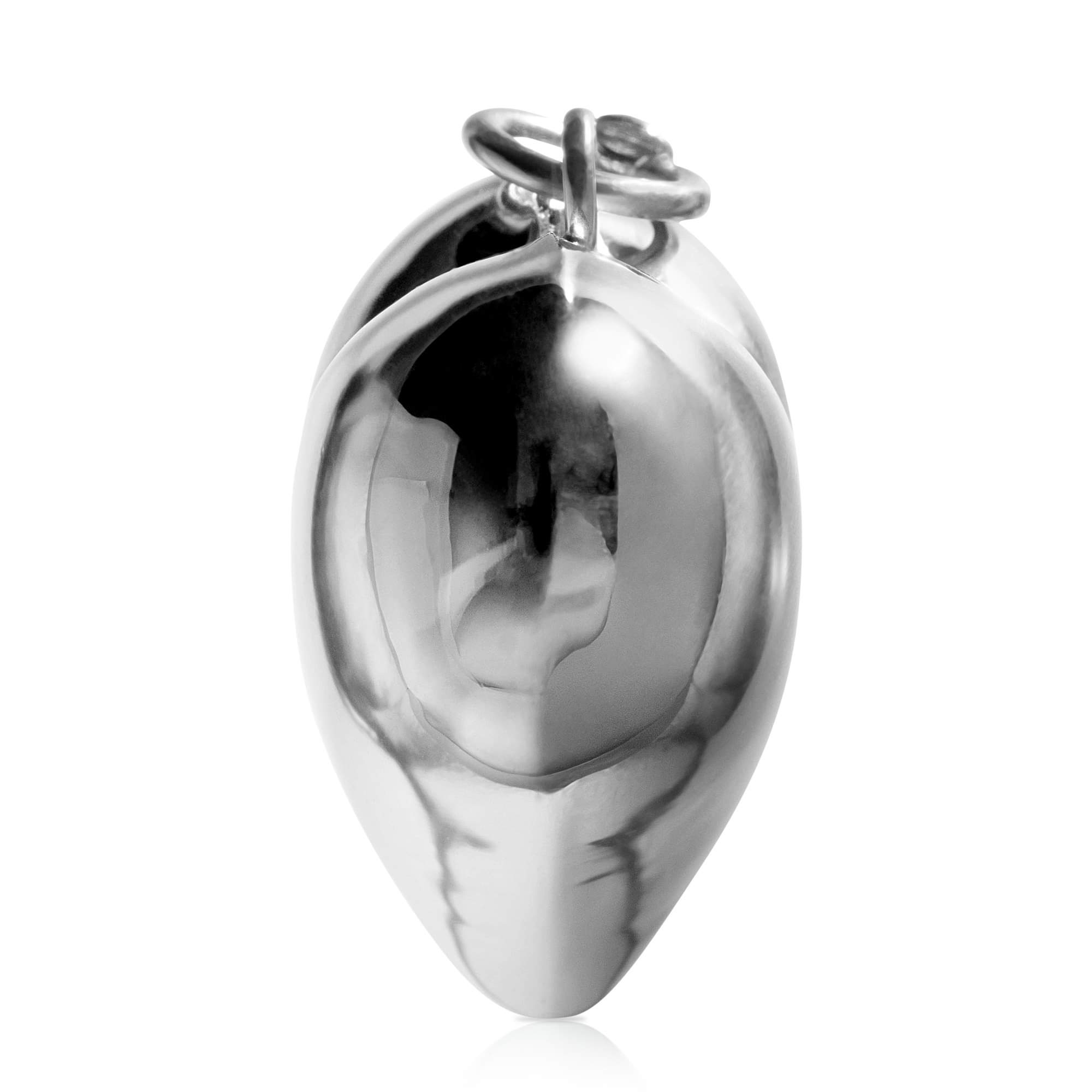 Sterling Silver Large Jingle Bell Love Heart Pendant Charm