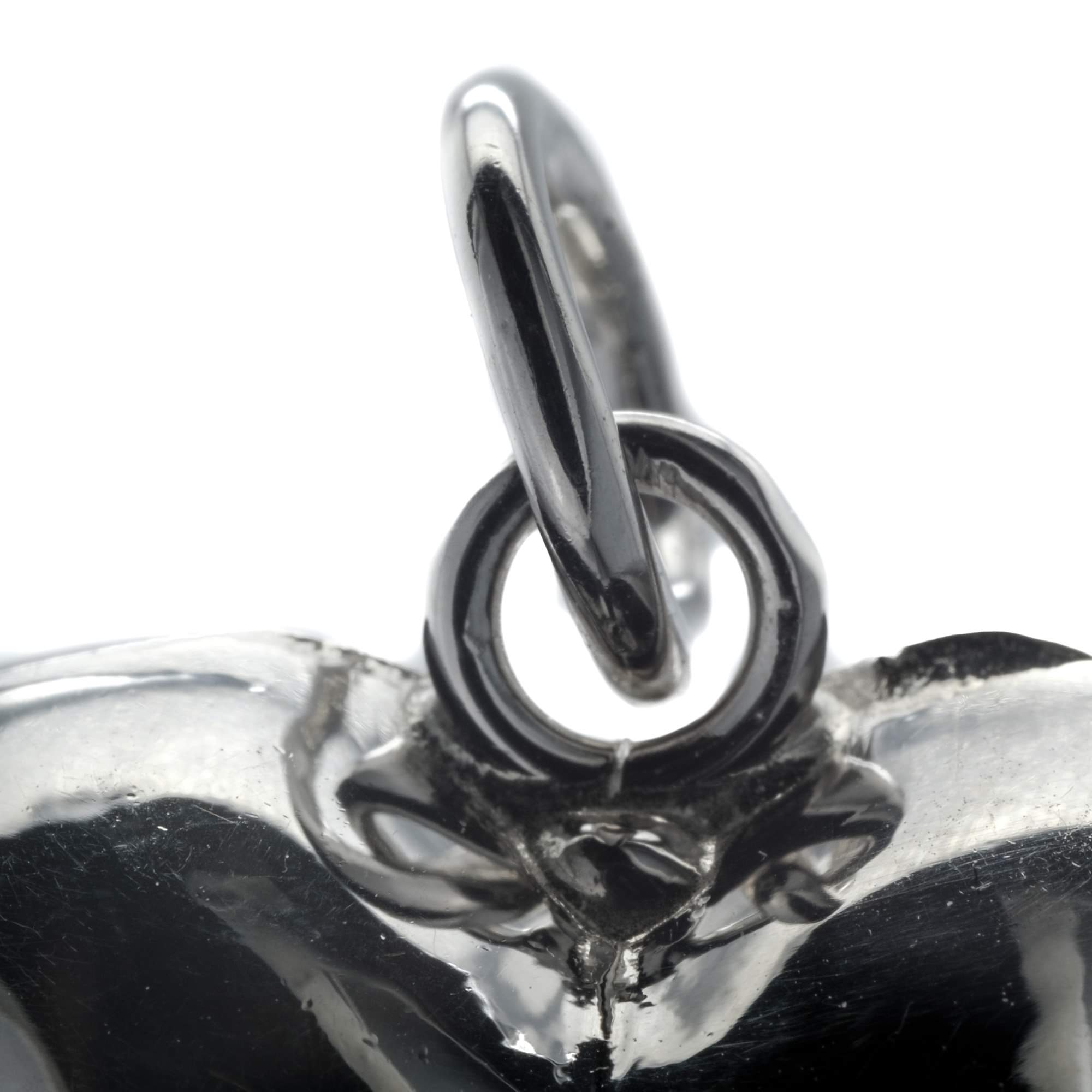 Sterling Silver Large Jingle Bell Love Heart Pendant Charm