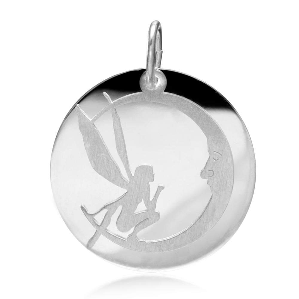 Sterling Silver Moon Fairy Pendant Charm