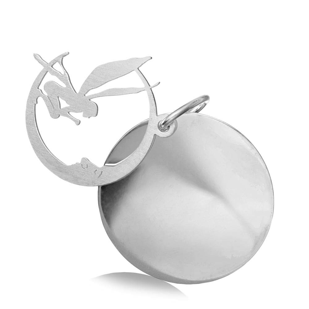 Sterling Silver Moon Fairy Pendant Charm