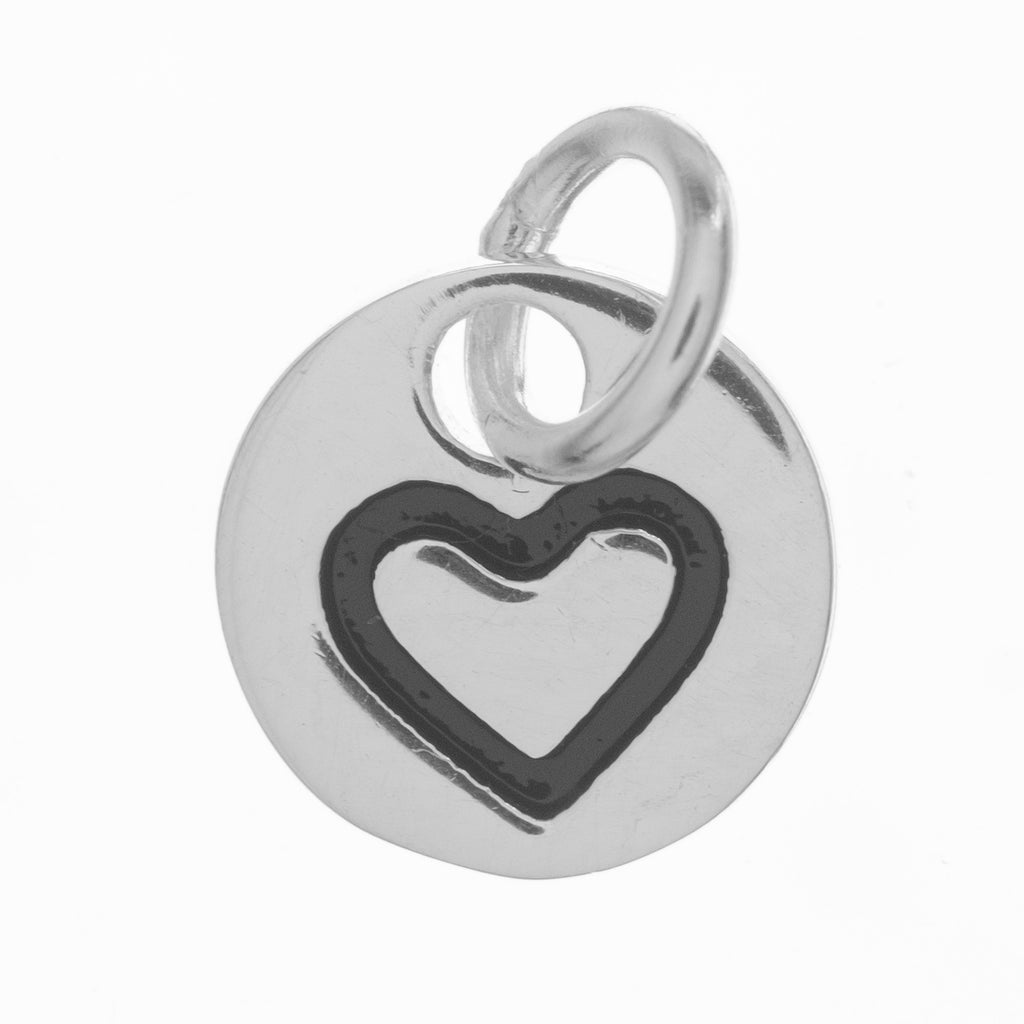 Sterling Silver Love Heart Tag Pendant Charm