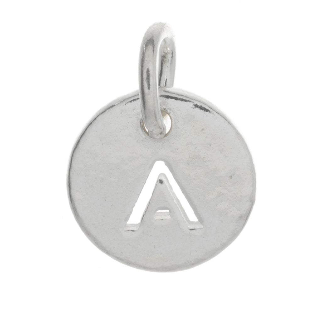 925 Sterling Silver Alphabet Initial Letter Disc Pendant Charm