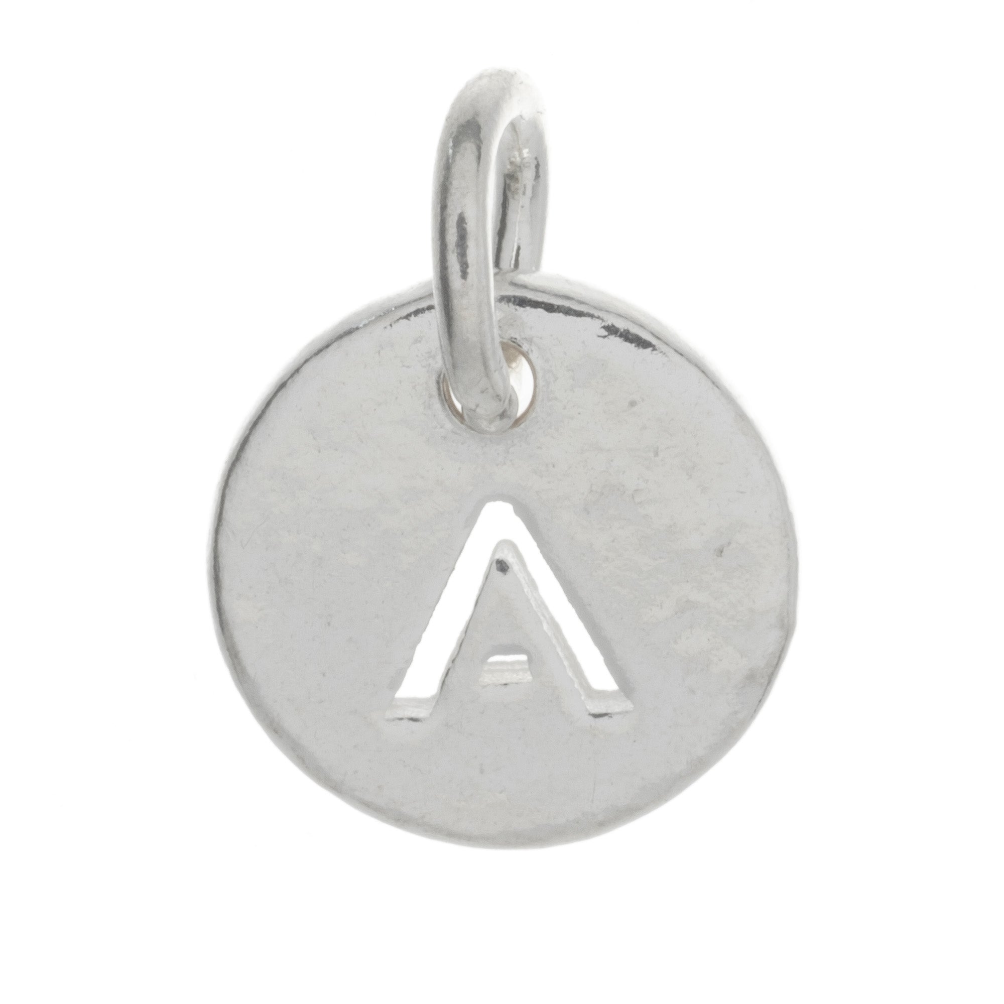 925 Sterling Silver Alphabet Initial Letter Disc Pendant Charm