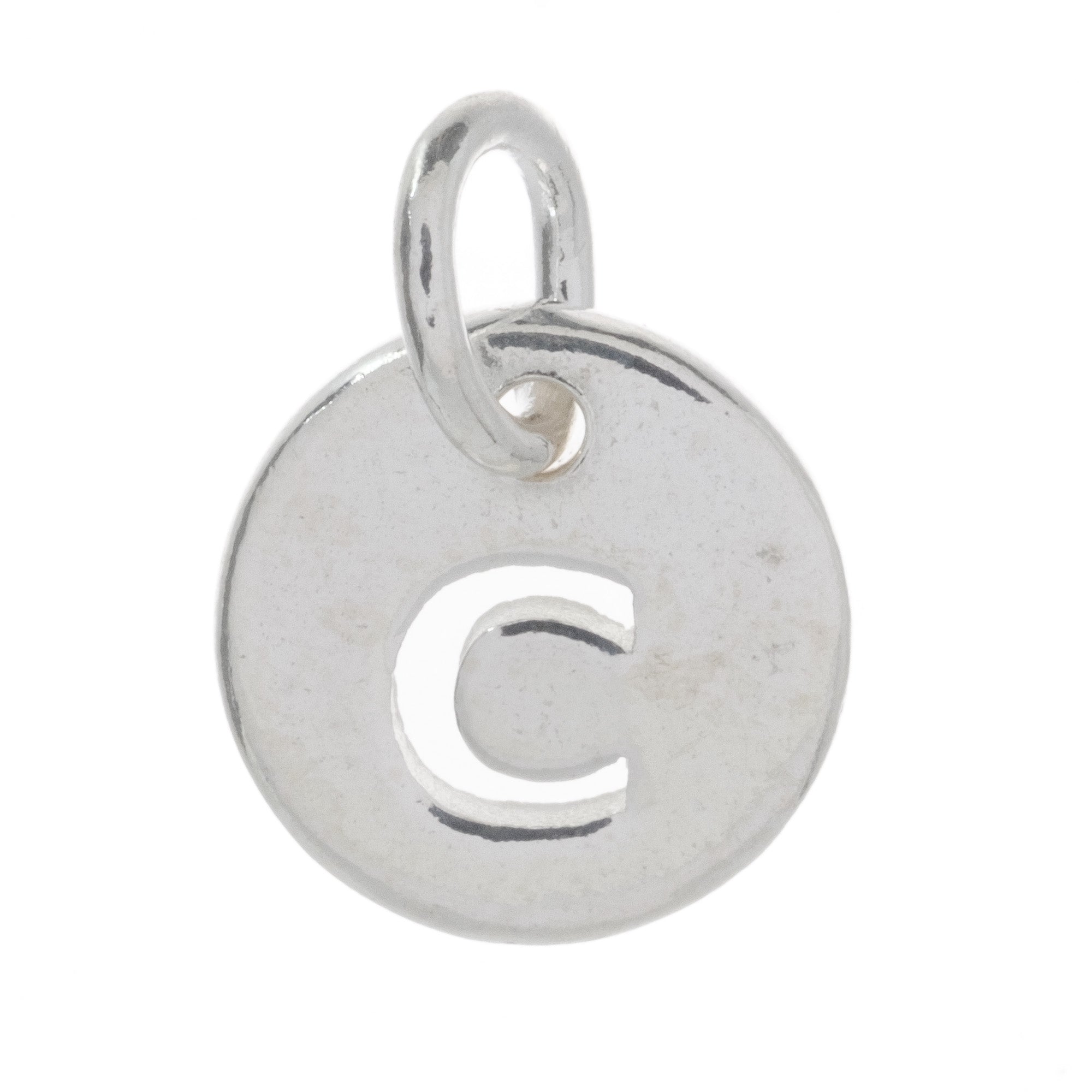 925 Sterling Silver Alphabet Initial Letter Disc Pendant Charm