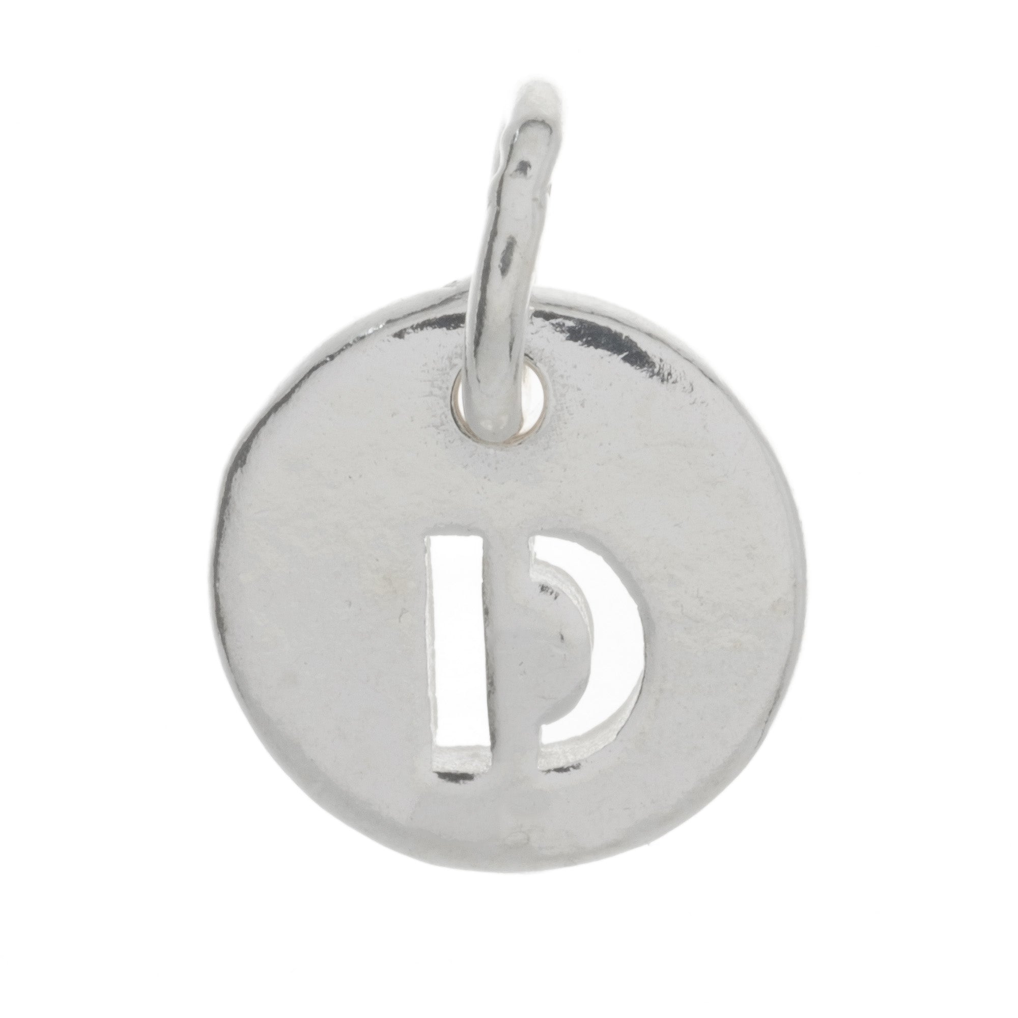925 Sterling Silver Alphabet Initial Letter Disc Pendant Charm