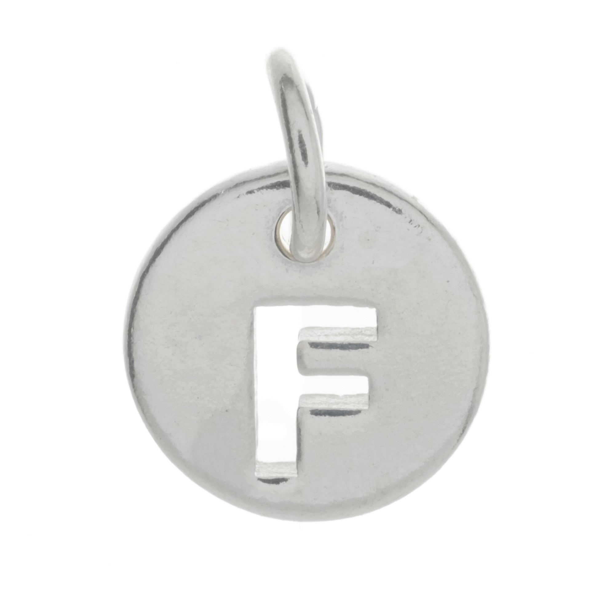 925 Sterling Silver Alphabet Initial Letter Disc Pendant Charm