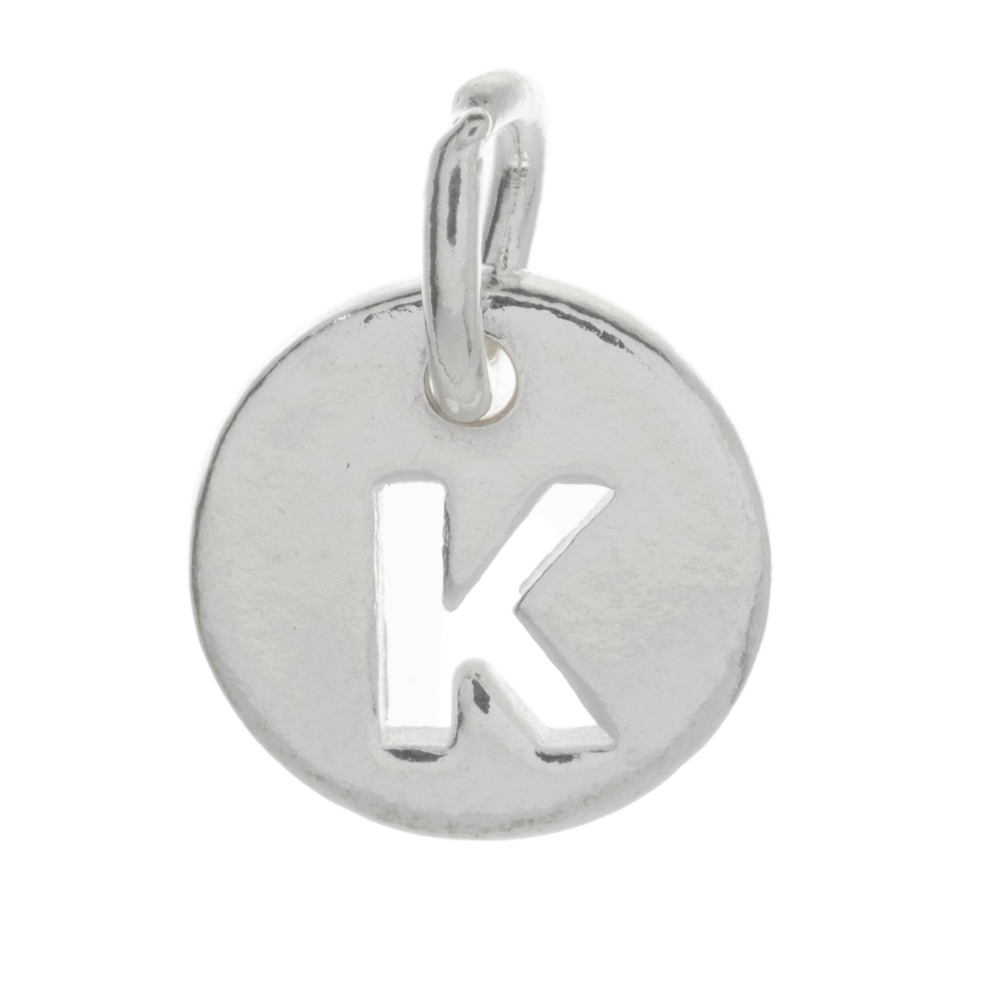 925 Sterling Silver Alphabet Initial Letter Disc Pendant Charm