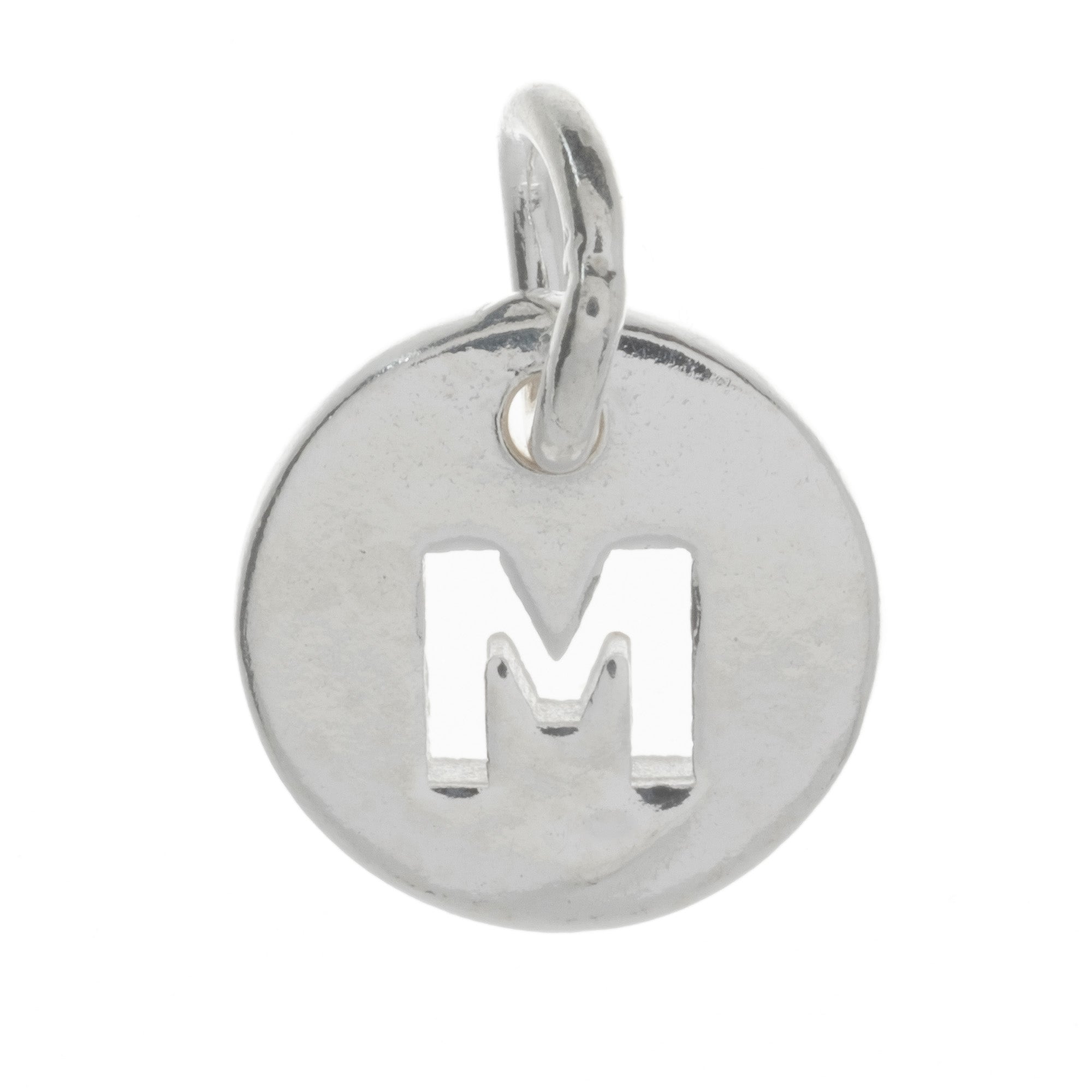 925 Sterling Silver Alphabet Initial Letter Disc Pendant Charm