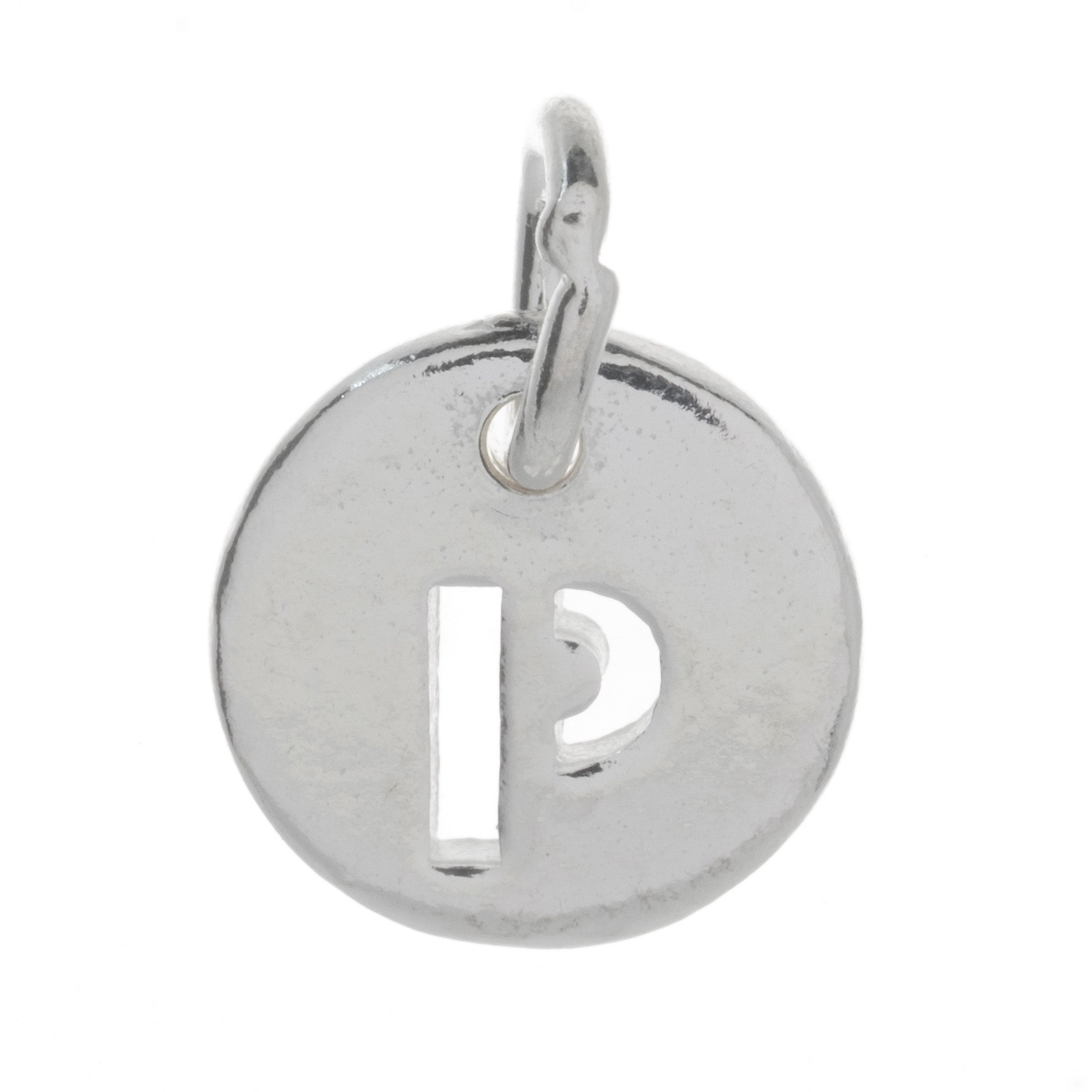 925 Sterling Silver Alphabet Initial Letter Disc Pendant Charm