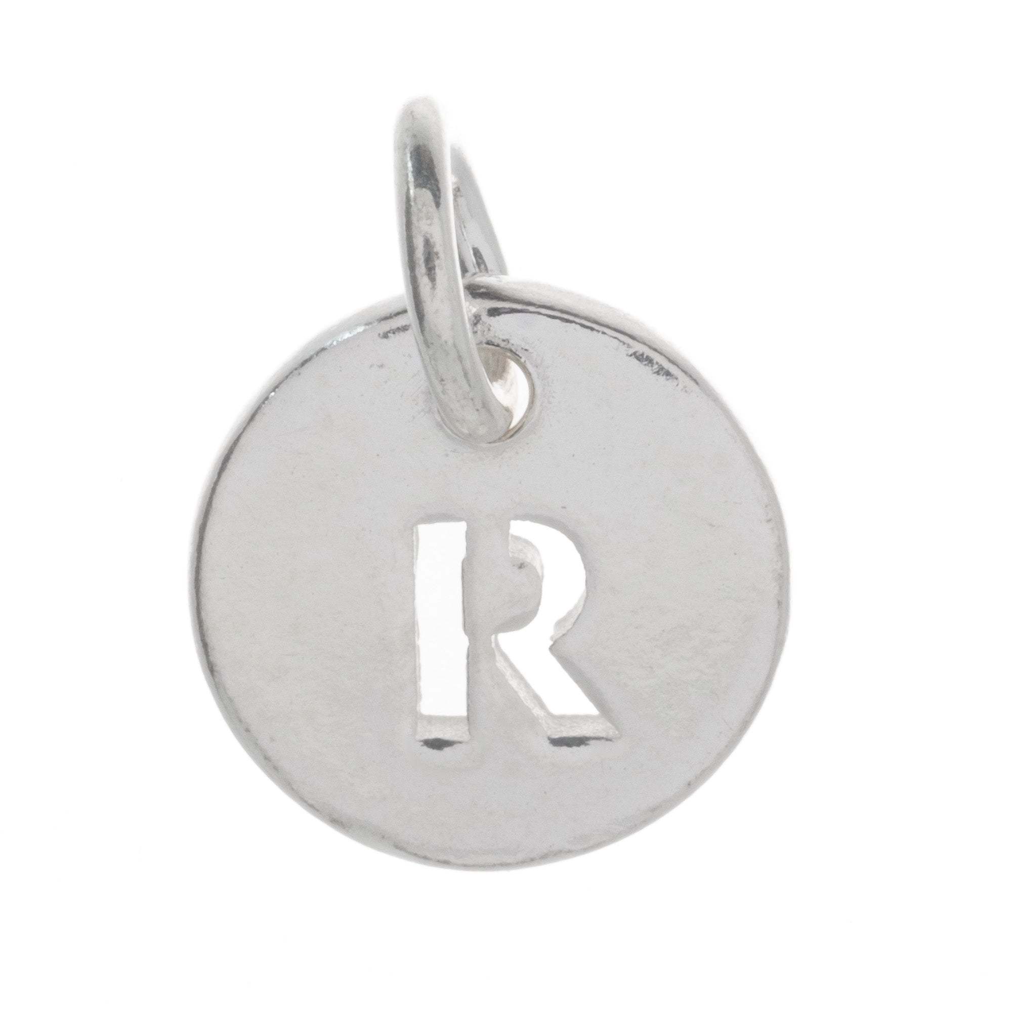 925 Sterling Silver Alphabet Initial Letter Disc Pendant Charm