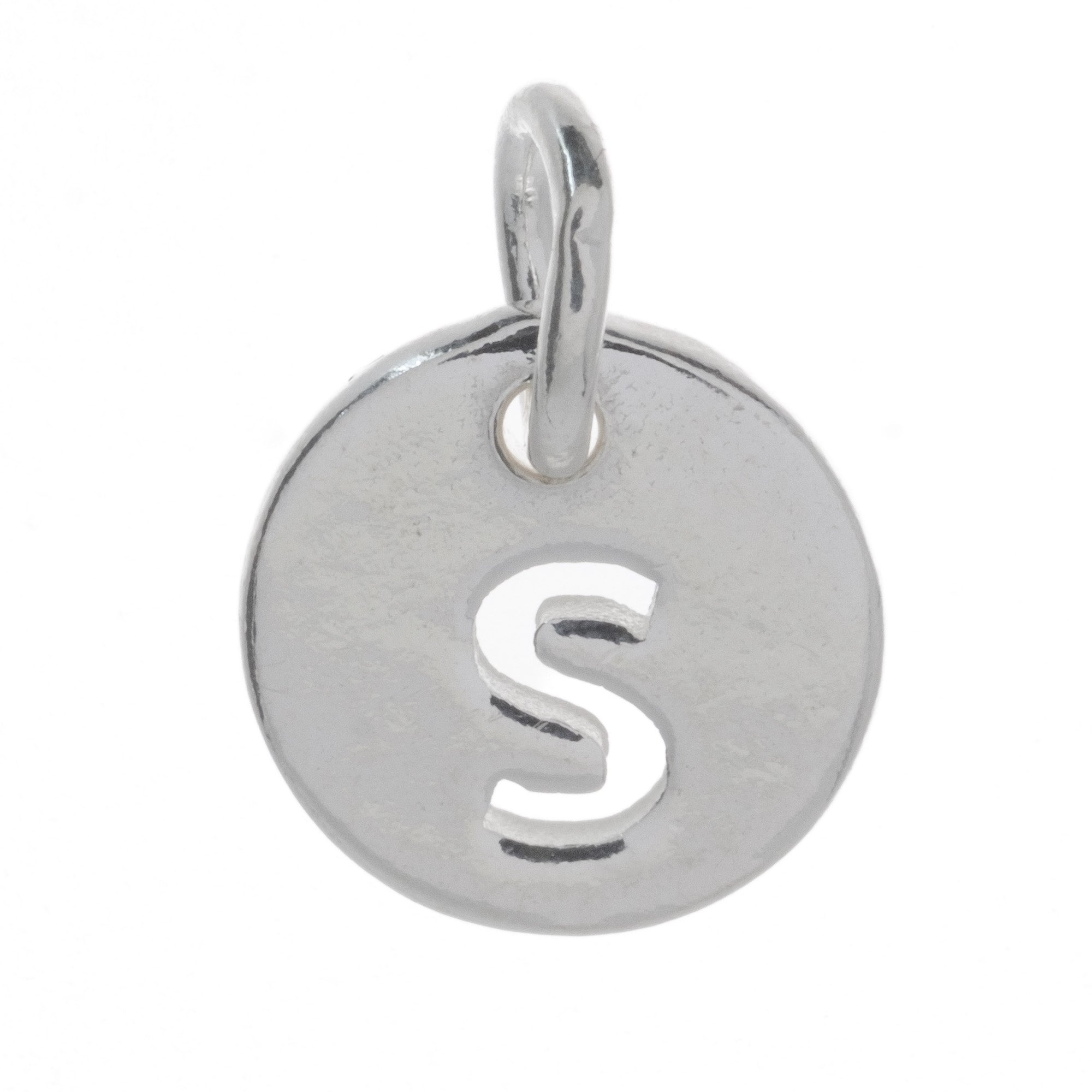 925 Sterling Silver Alphabet Initial Letter Disc Pendant Charm