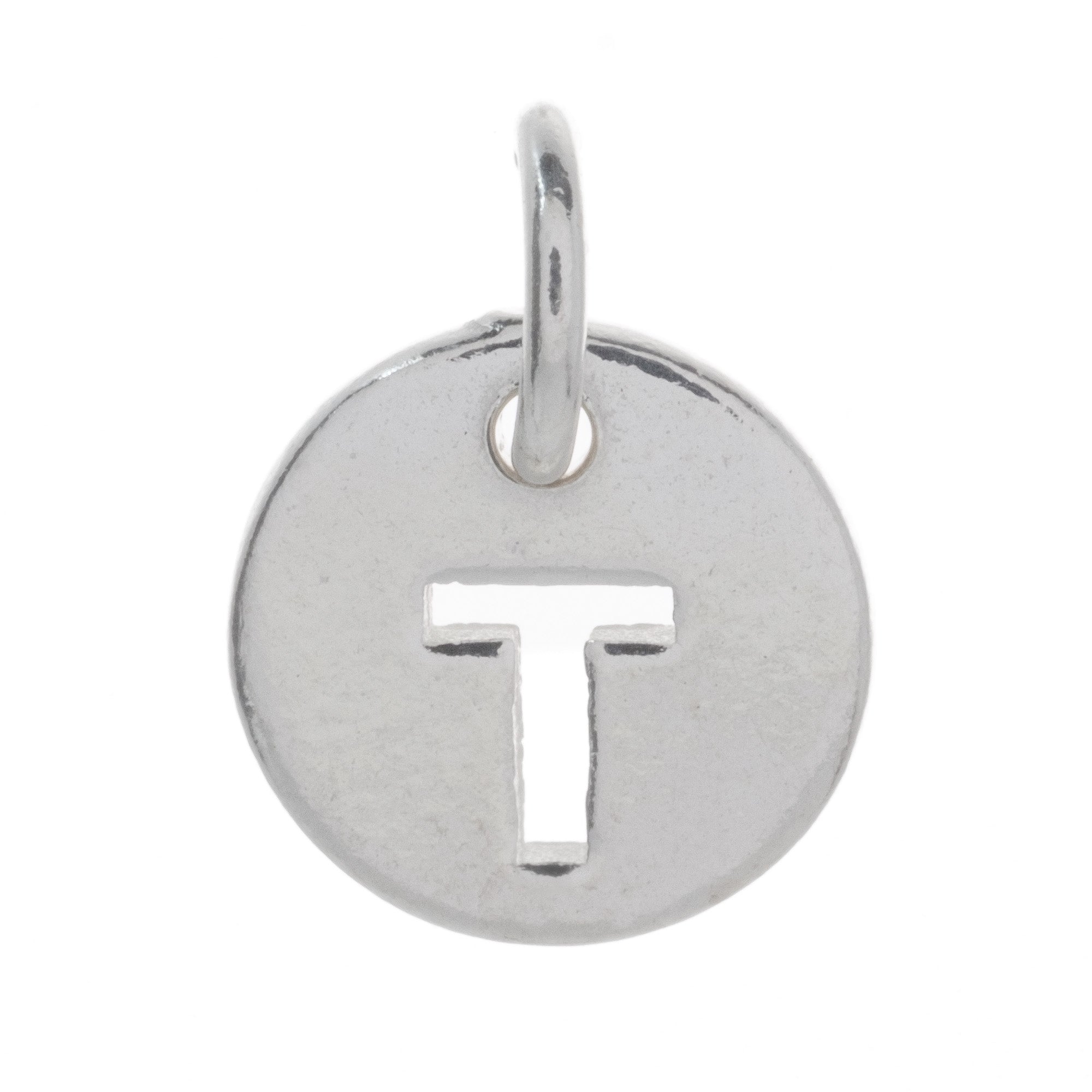 925 Sterling Silver Alphabet Initial Letter Disc Pendant Charm