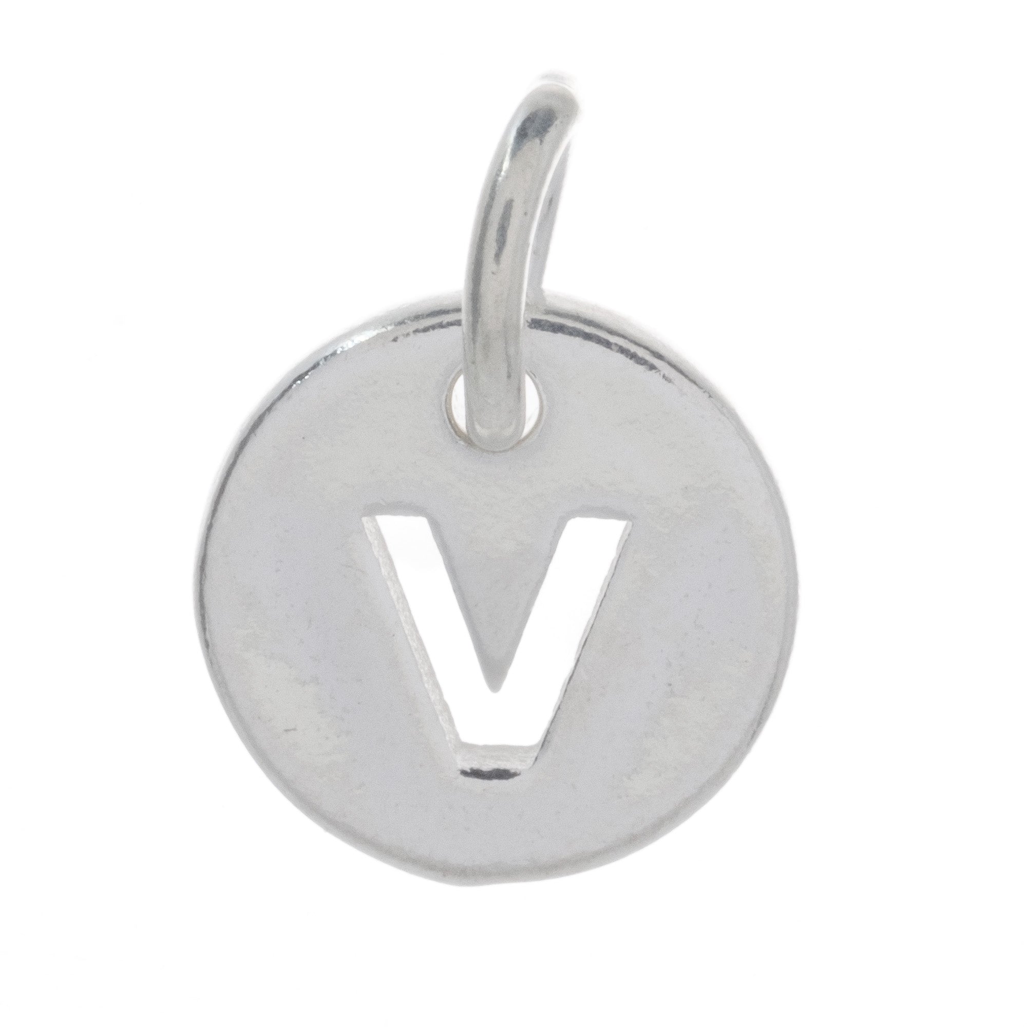 925 Sterling Silver Alphabet Initial Letter Disc Pendant Charm