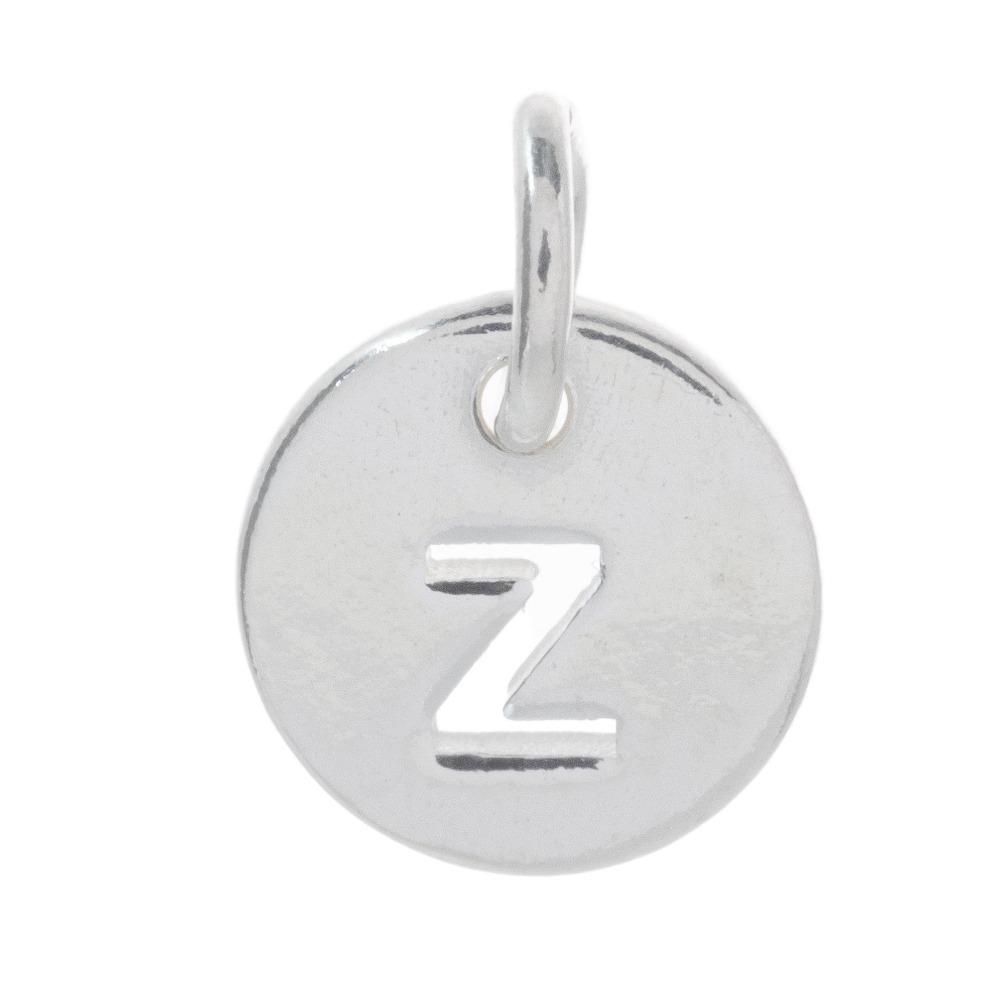 925 Sterling Silver Alphabet Initial Letter Disc Pendant Charm
