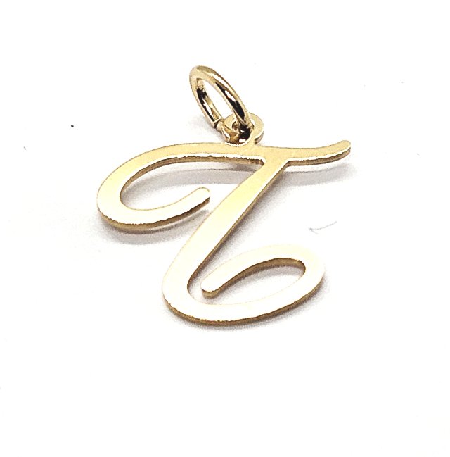 18ct Gold on 925 Sterling Silver Alphabet Initial Letter Large Script Pendant Charm