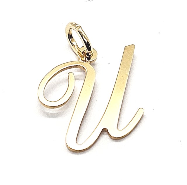 18ct Gold on 925 Sterling Silver Alphabet Initial Letter Large Script Pendant Charm
