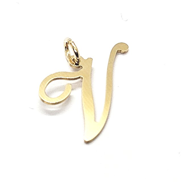 18ct Gold on 925 Sterling Silver Alphabet Initial Letter Large Script Pendant Charm
