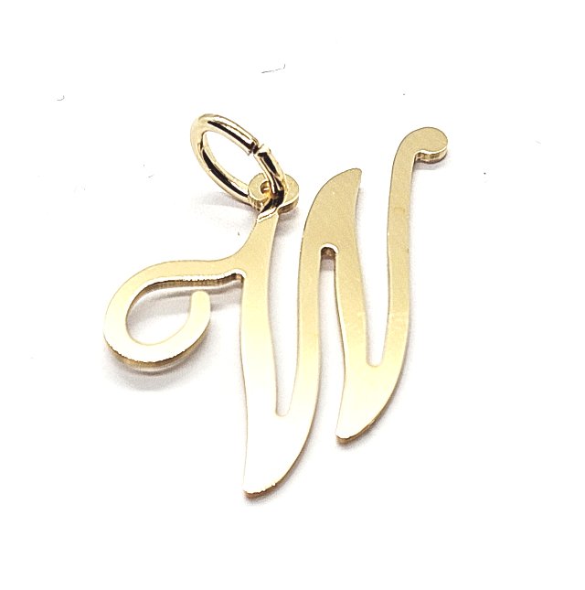 18ct Gold on 925 Sterling Silver Alphabet Initial Letter Large Script Pendant Charm