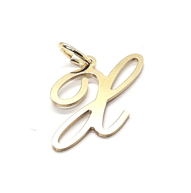 18ct Gold on 925 Sterling Silver Alphabet Initial Letter Large Script Pendant Charm