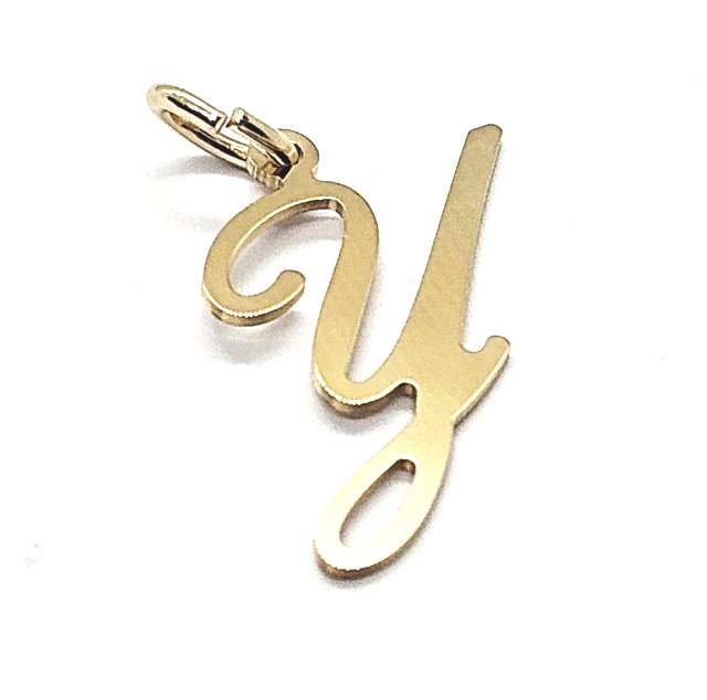 18ct Gold on 925 Sterling Silver Alphabet Initial Letter Large Script Pendant Charm