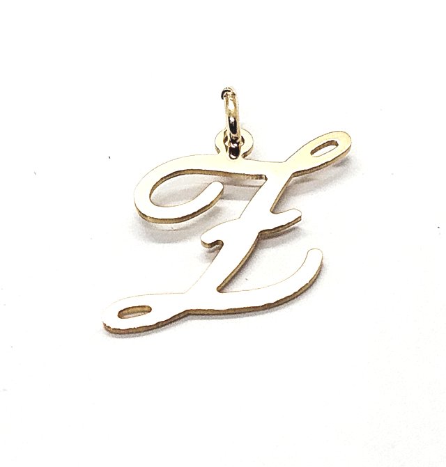 18ct Gold on 925 Sterling Silver Alphabet Initial Letter Large Script Pendant Charm