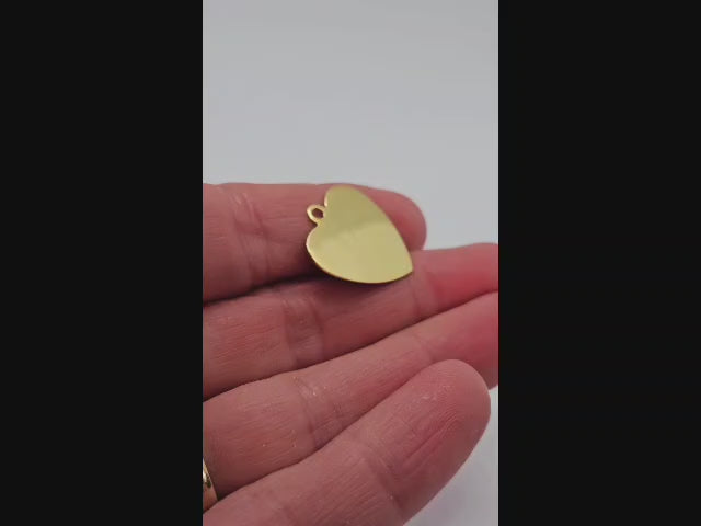 Sterling Silver Gold Plated Personalised Medium Heart Pendant Charm