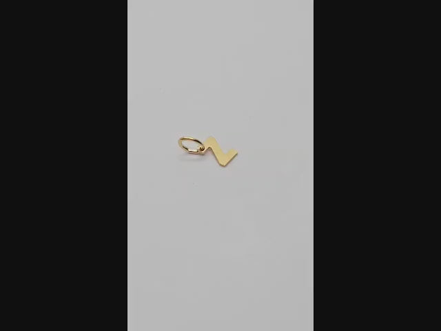 18ct Gold on 925 Sterling Silver Alphabet Initial Charm Pendant - 14mm