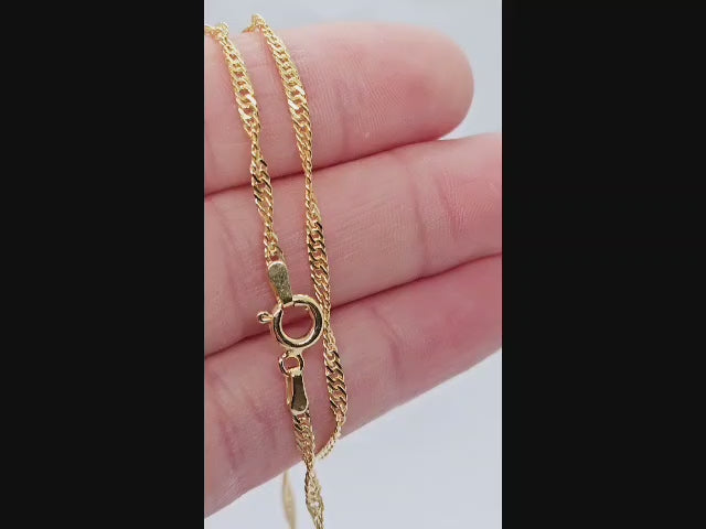 18ct Gold on 925 STS Twisted Singapore Chain