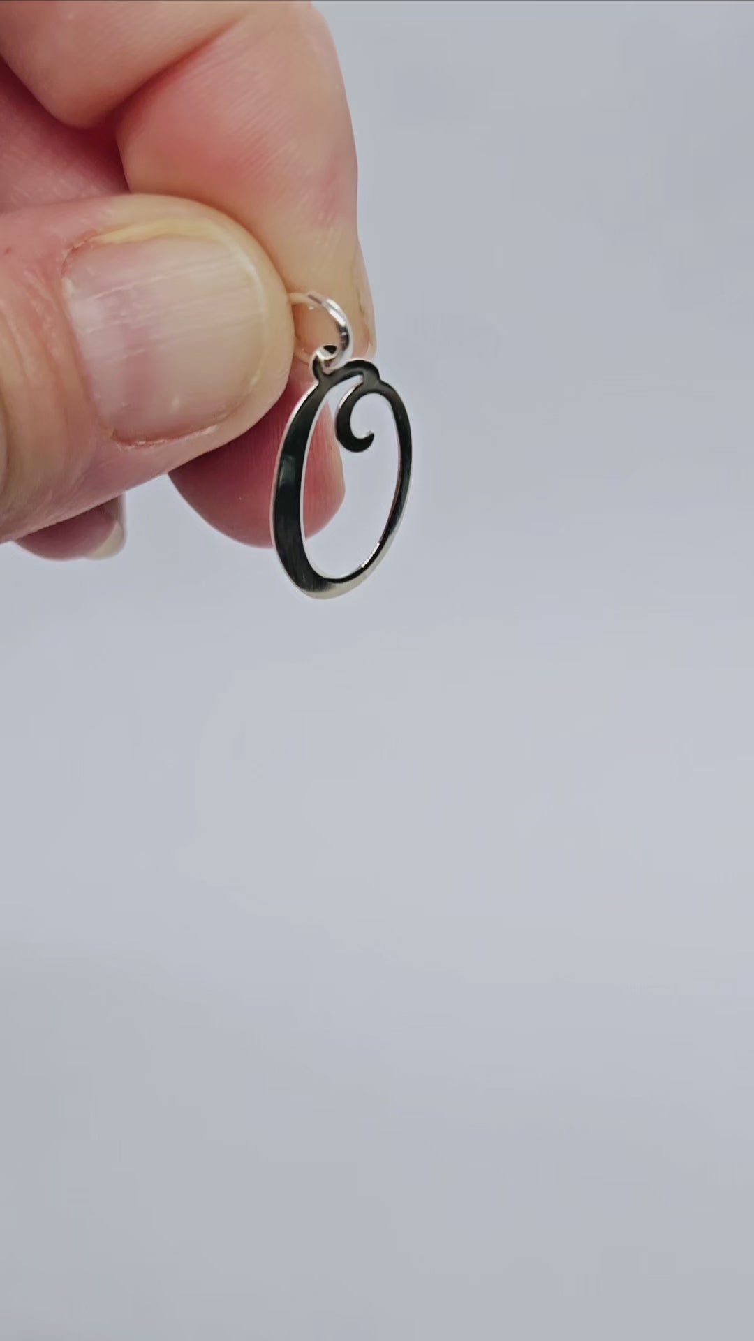 925 Sterling Silver Alphabet Initial Letter Large Script Pendant Charm
