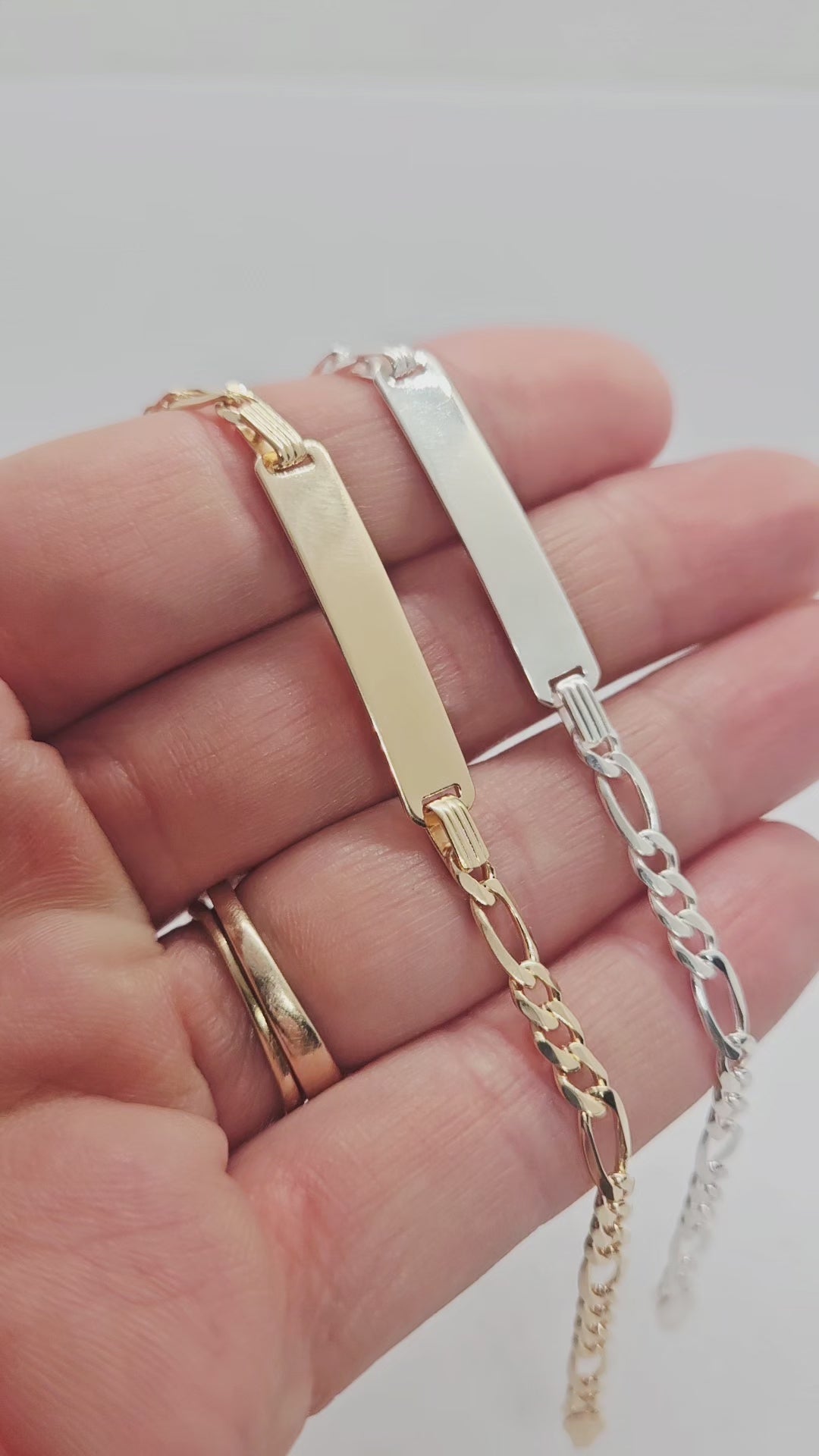 Sterling Silver Ladies Personalised ID Figaro Bracelet - 4mm