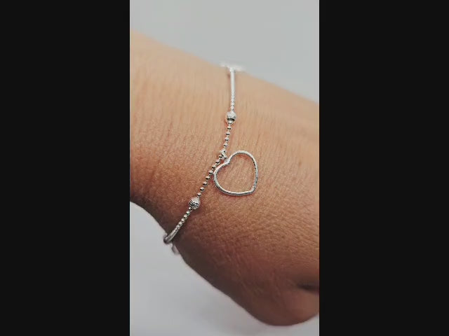 Sale! Sterling Silver Heart Outline Bracelet